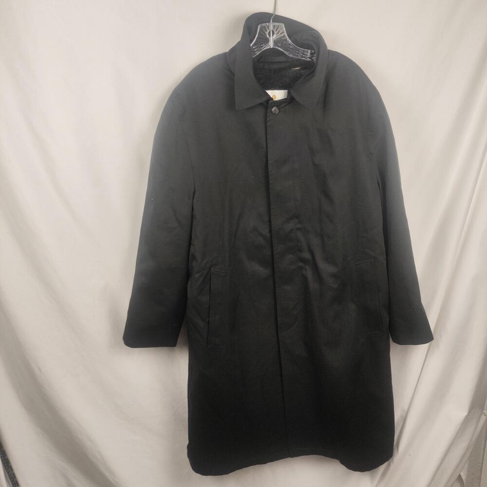 Bill Blass Overcoat Mens 44 Black Microfiber Single Breasted Lined Coat Winter